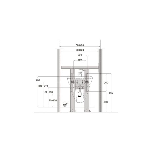 Supporto bidet sospeso con flange universali